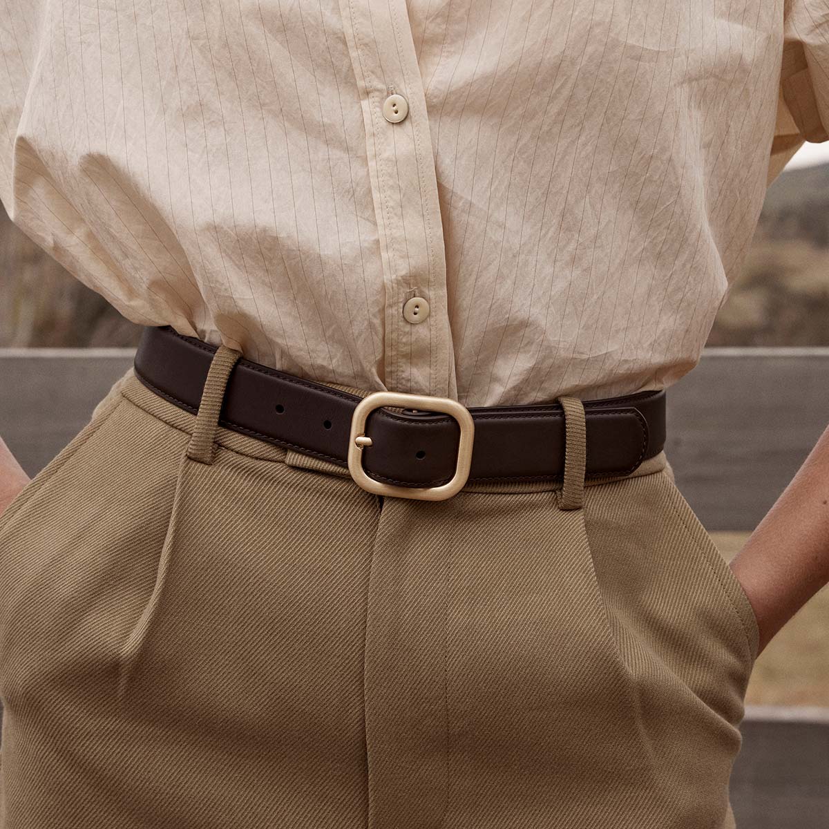 Falling Quiet Belt - Choc Nappa/Gold - Image 8