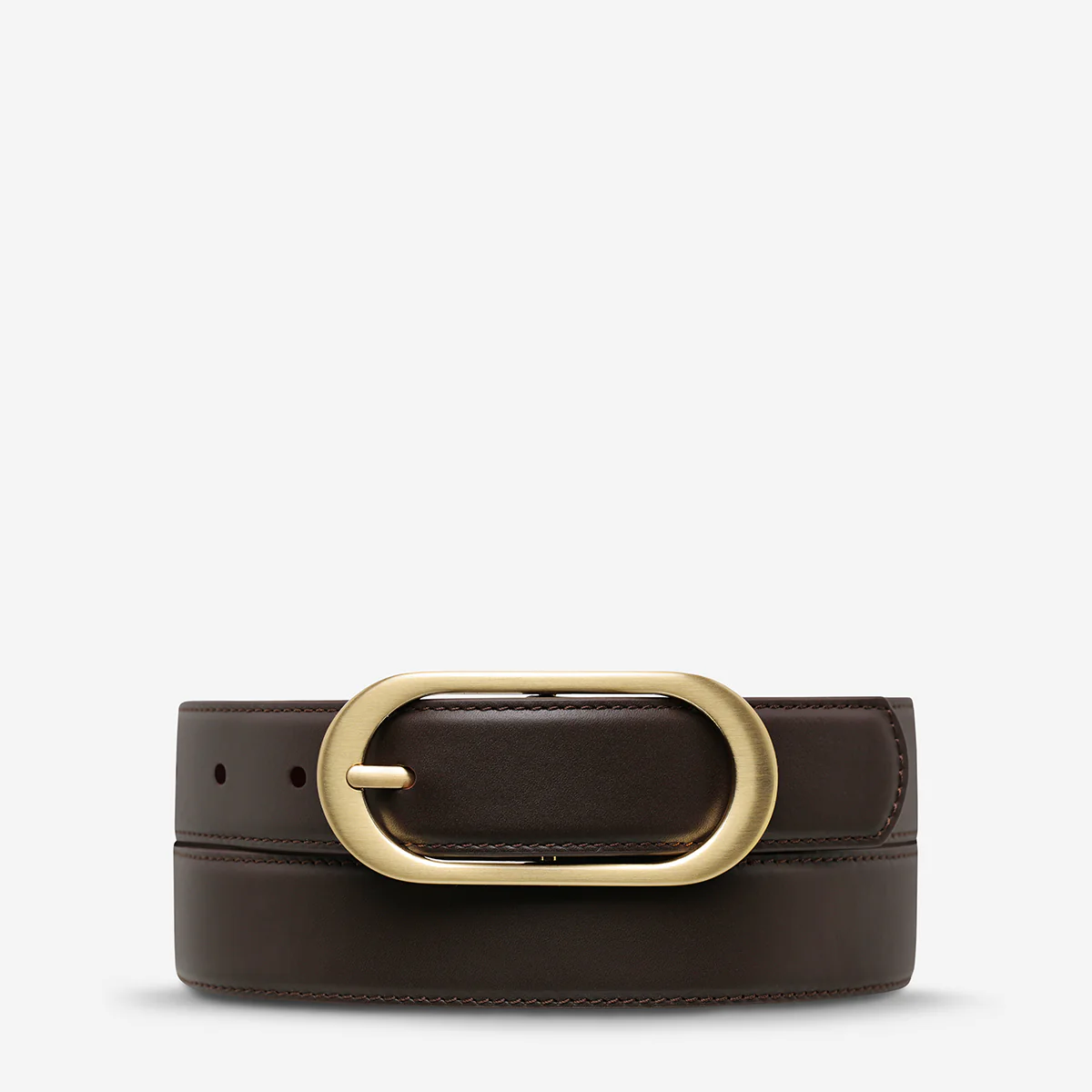 Final Loop Belt - Choc Nappa/Gold
