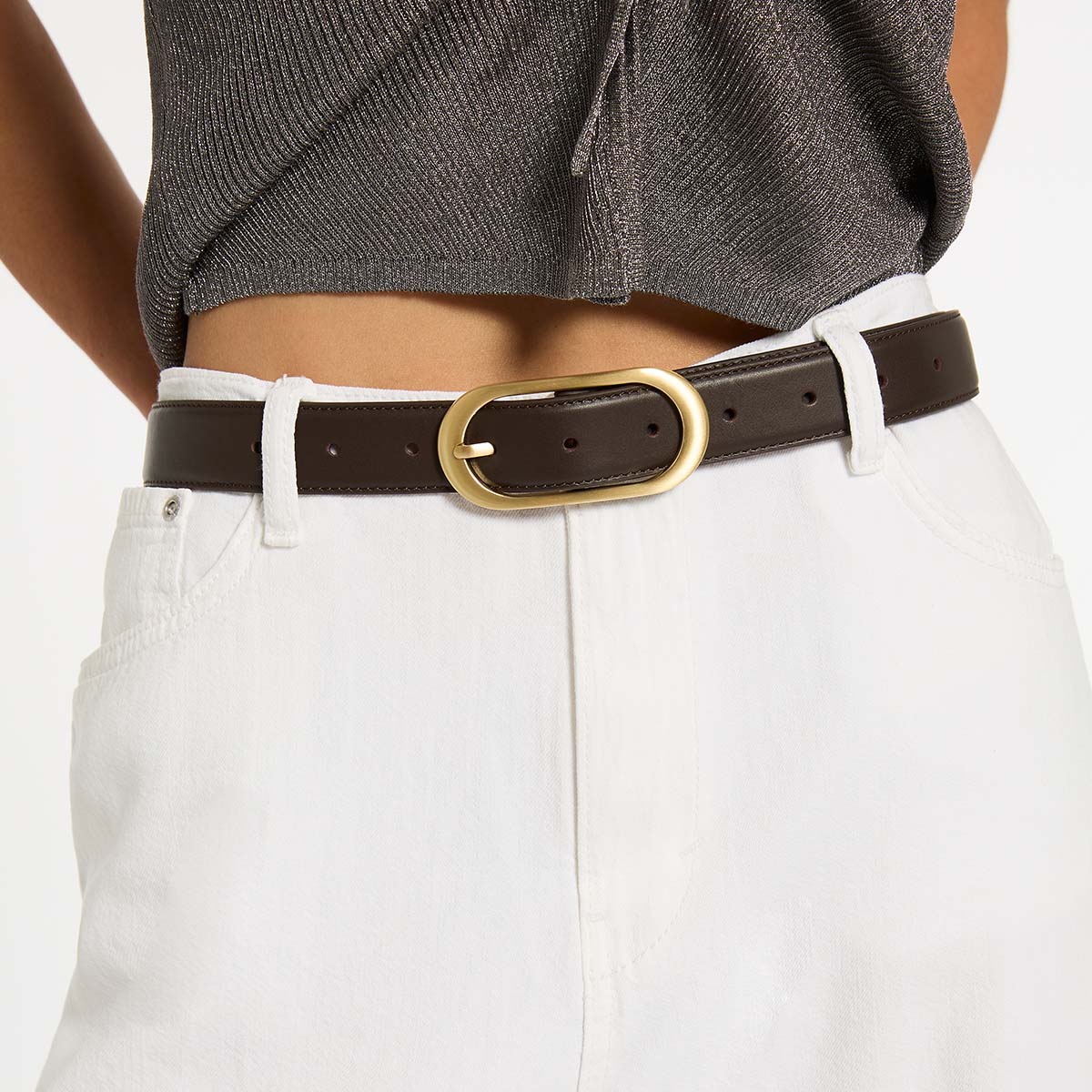 Final Loop Belt - Choc Nappa/Gold - Image 2