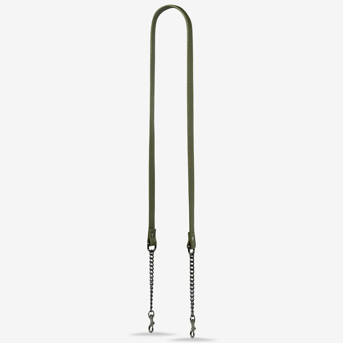 Leather Strap With Chain - Khaki