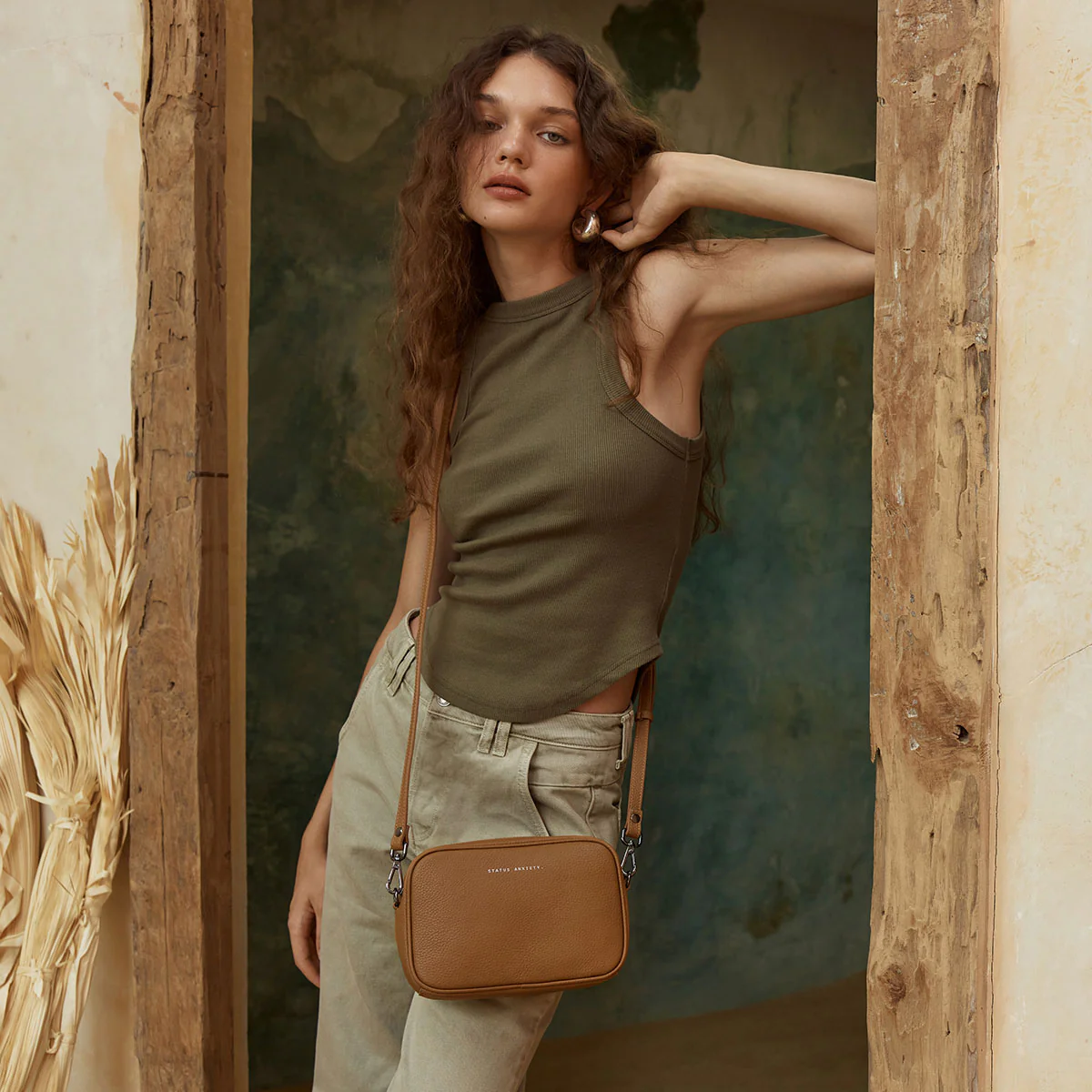 Plunder Bag With Dual Straps - Camel - Image 10